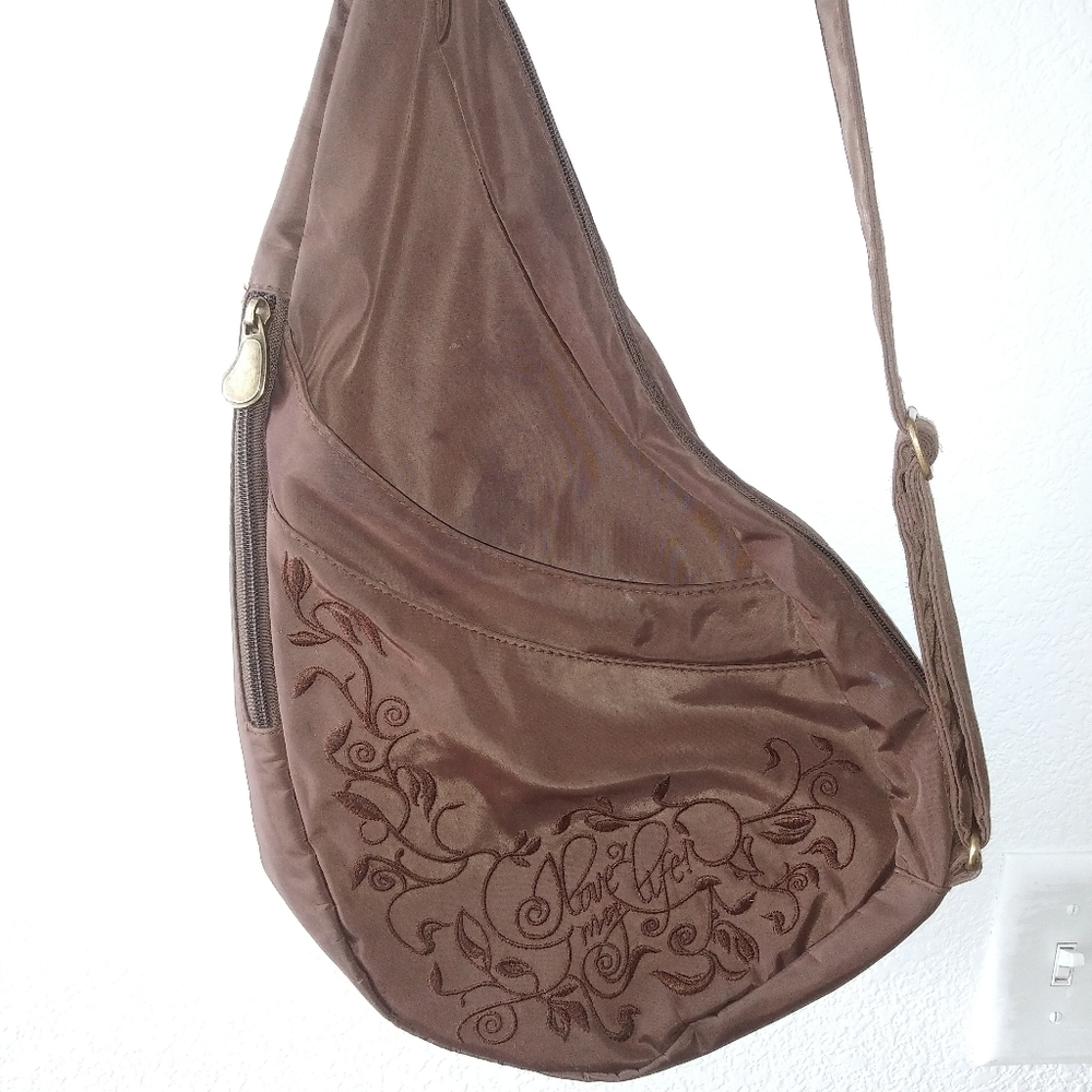 Ameri Bag Healthy Back Bag Brown Embroidered Bag - image 3